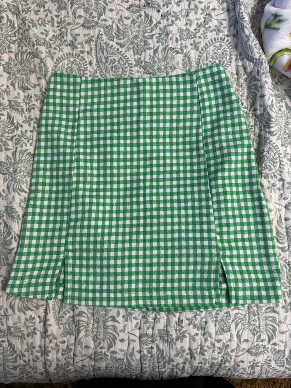 love on a hanger Green and White Gingham Mini Skirt